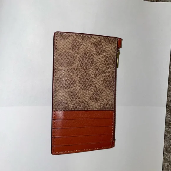 Coach Tan and Orange New York Card Holder - Picture 2 of 8